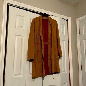 Elegant Tan Women's Coat faux leather size Large. Very soft and comfortable